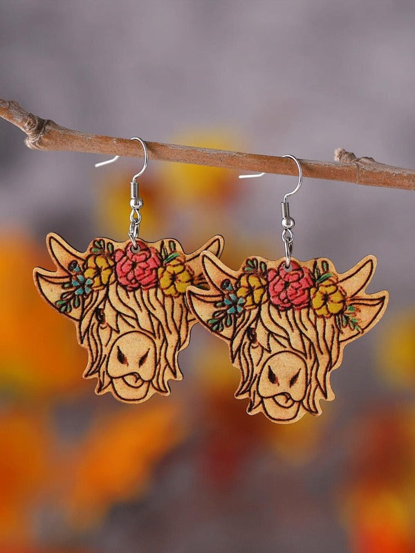 Shaka Brands | Laser Cut | Wooden Earrings ~ Highland Cow