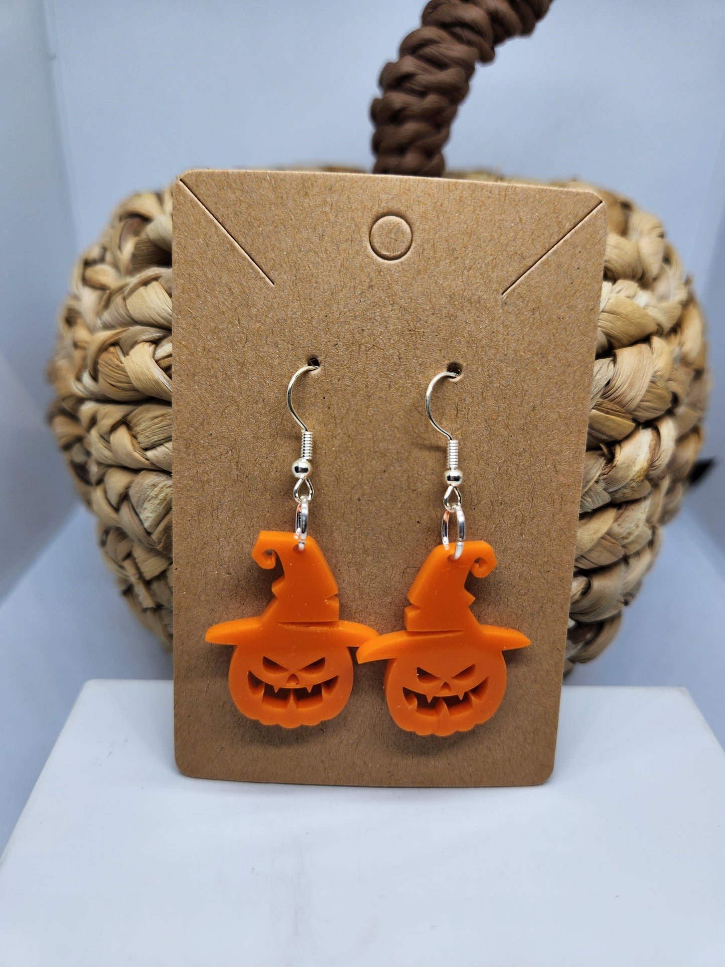Shaka Brands | Laser Cut | Halloween Earrings *Pumpkin With Hat*