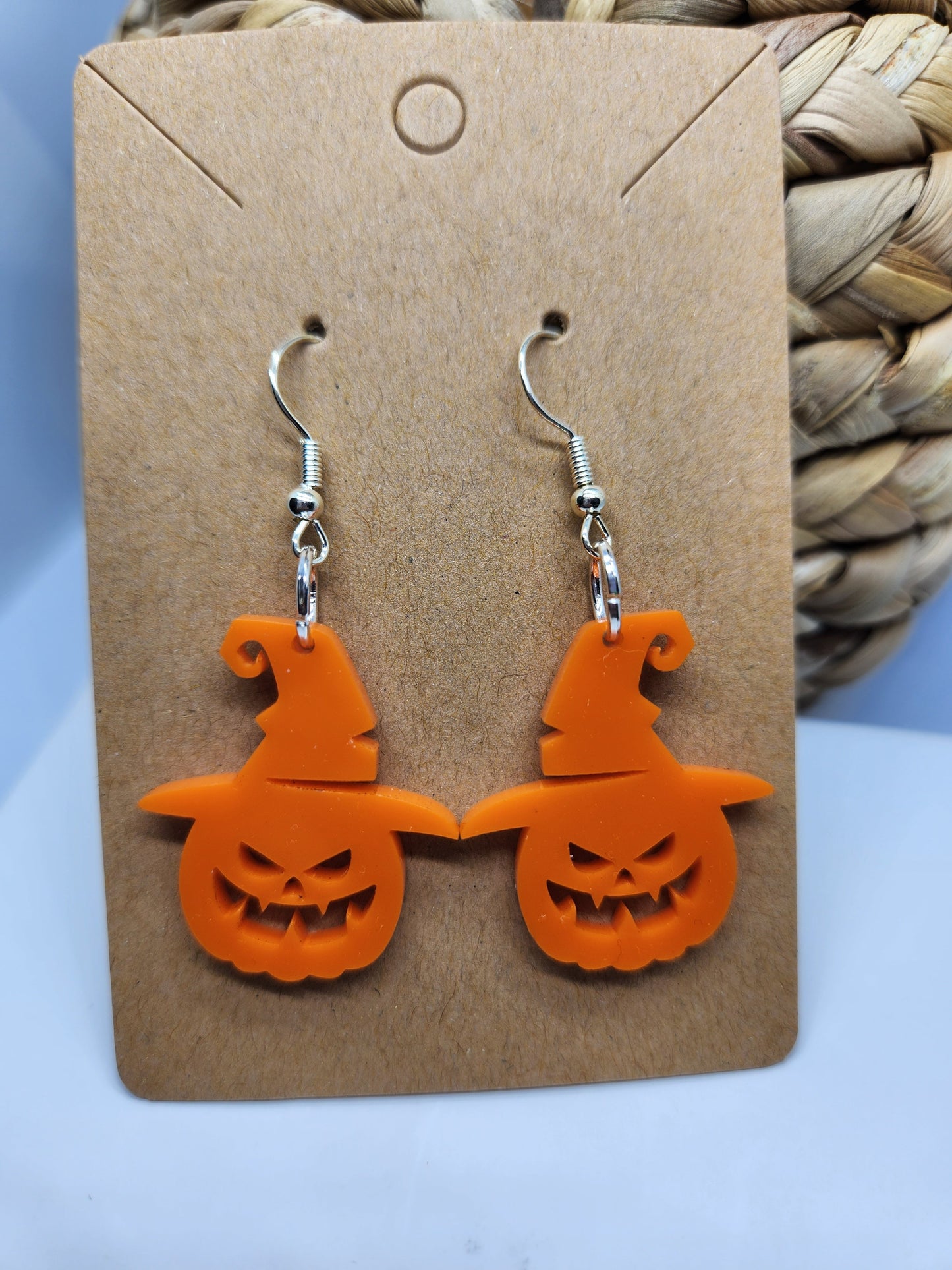 Shaka Brands | Laser Cut | Halloween Earrings *Pumpkin With Hat*