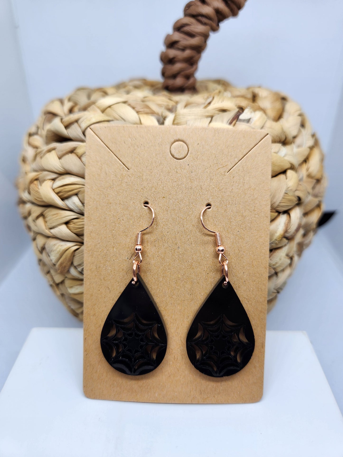 Shaka Brands | Laser Cut | Halloween Earrings *Spider Web* Teardrop Design