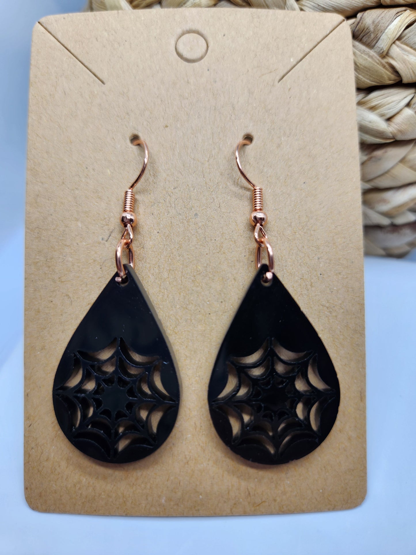 Shaka Brands | Laser Cut | Halloween Earrings *Spider Web* Teardrop Design