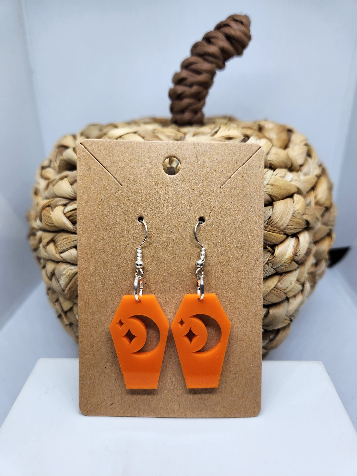 Shaka Brands | Laser Cut | Halloween Earrings *Coffin with Moon & Stars*