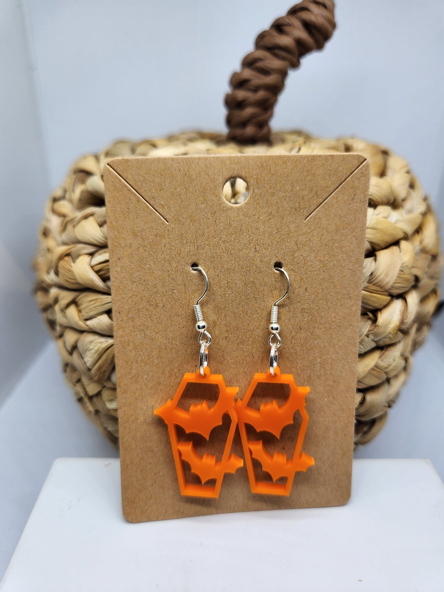 Shaka Brands | Laser Cut | Halloween Earrings *Coffin with Flying Bats*