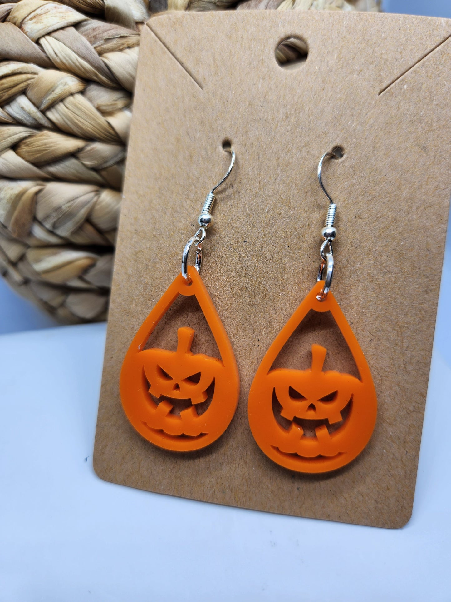 Shaka Brands | Laser Cut | Halloween Earrings *Jack-o-lantern* Design #2