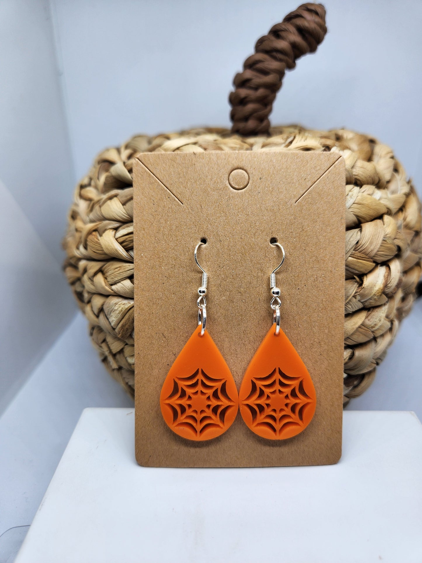 Shaka Brands | Laser Cut | Halloween Earrings *Spider Web* Teardrop Design