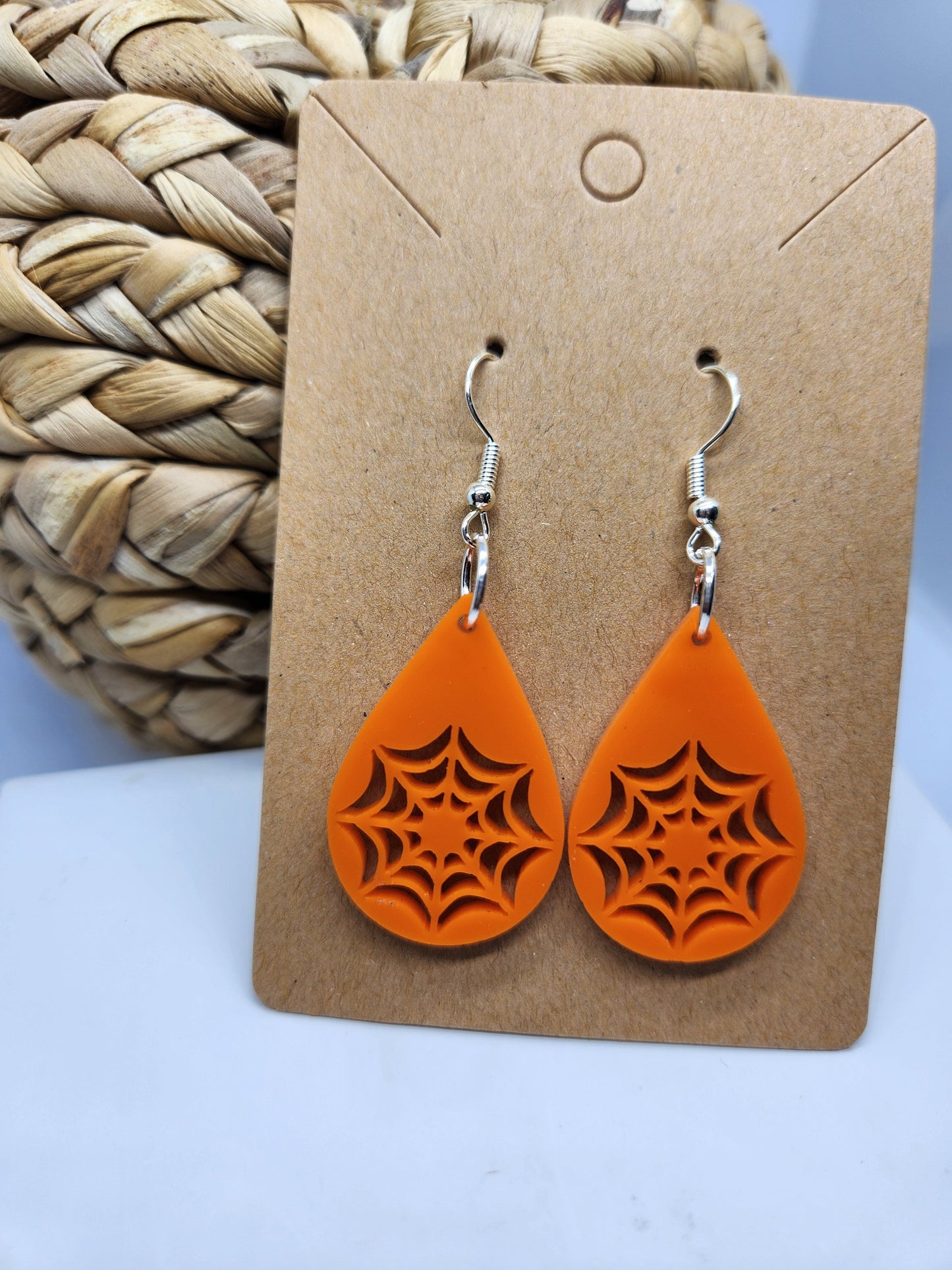 Shaka Brands | Laser Cut | Halloween Earrings *Spider Web* Teardrop Design