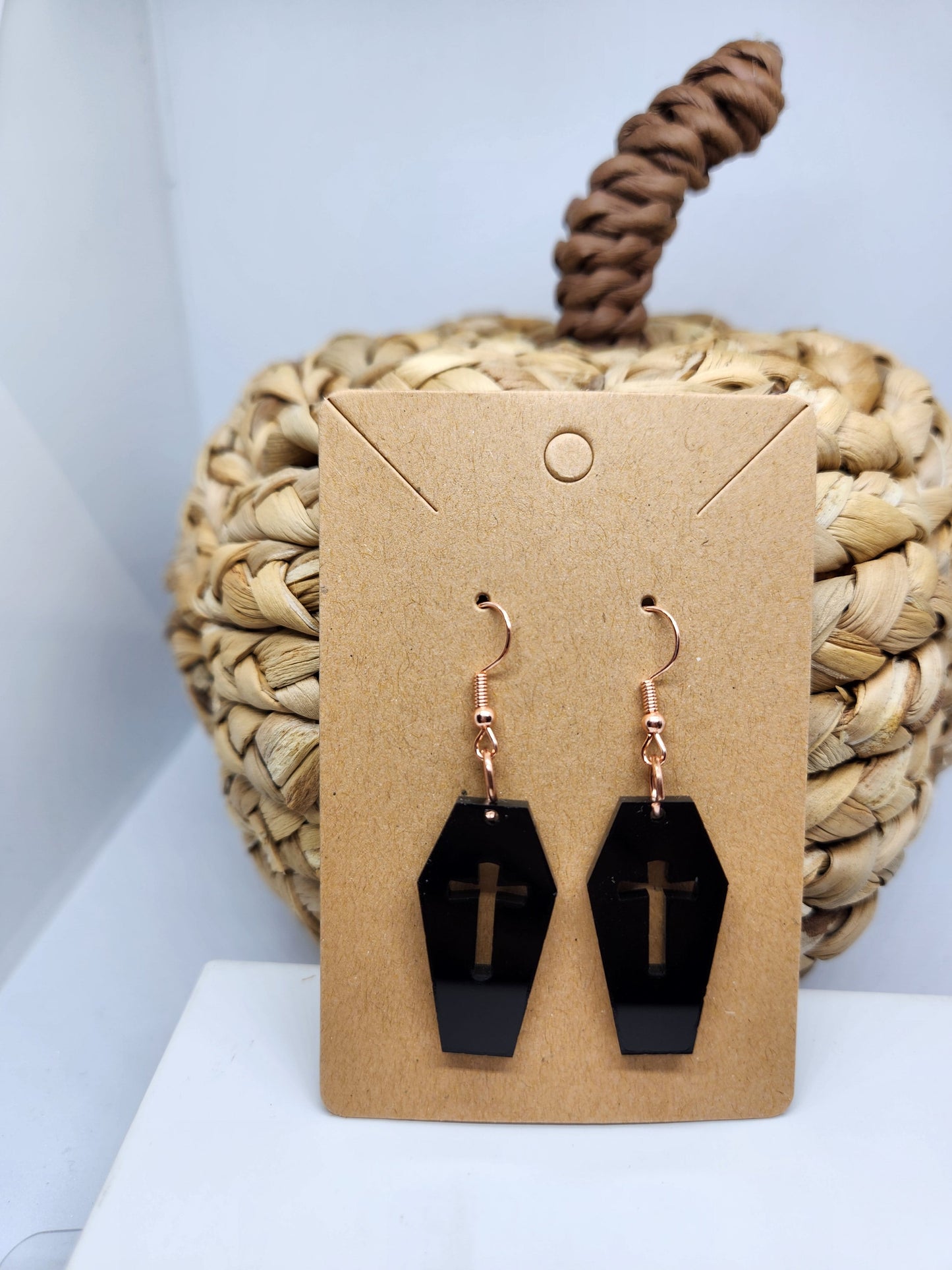 Shaka Brands | Laser Cut | Halloween Earrings *Coffin with Cross*
