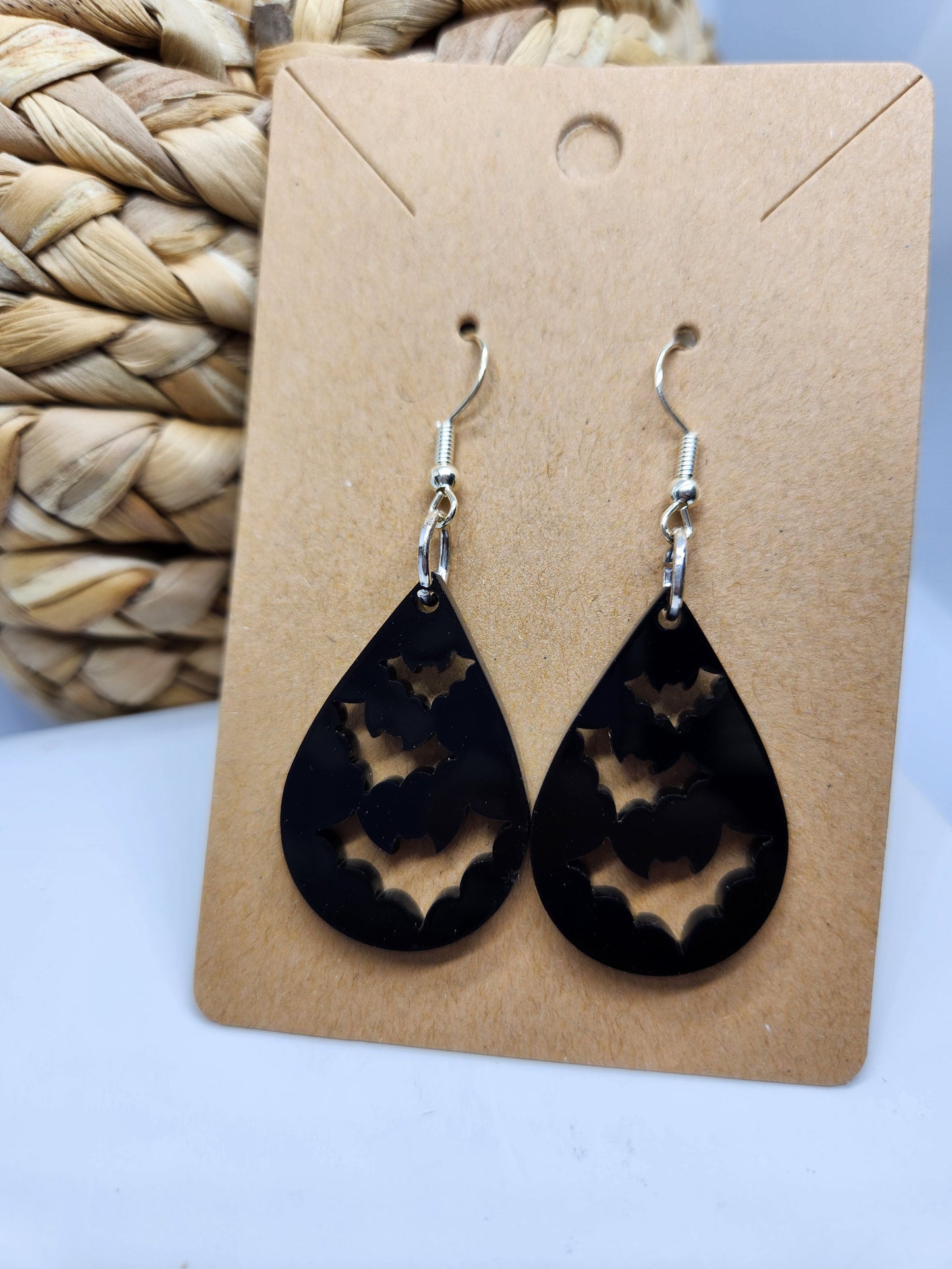 Shaka Brands | Laser Cut | Halloween Earrings *Flying Bats*