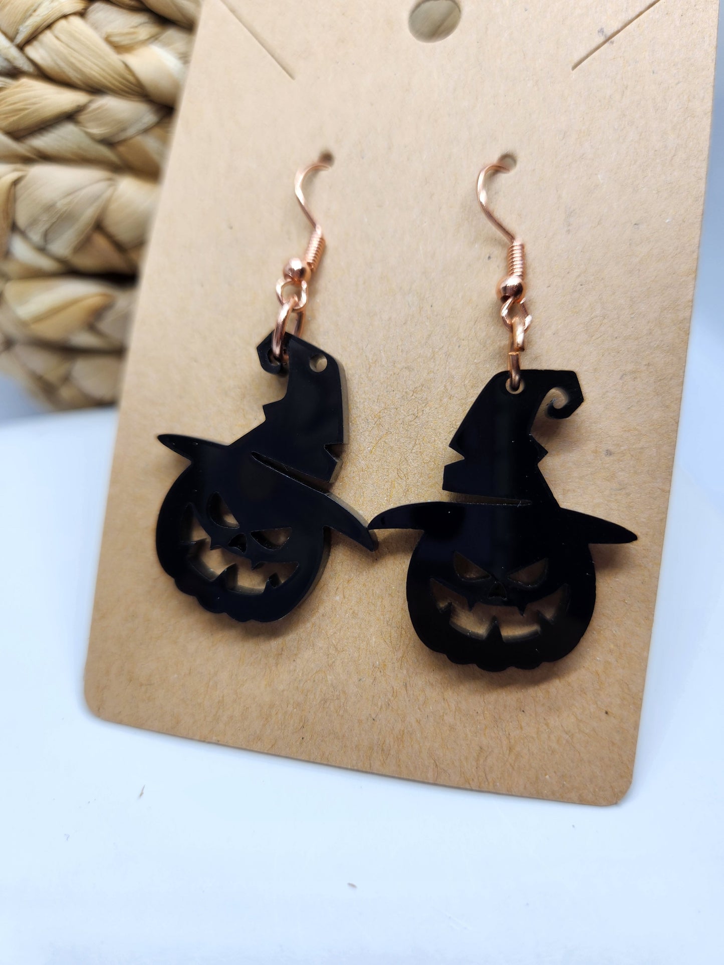 Shaka Brands | Laser Cut | Halloween Earrings *Pumpkin With Hat*
