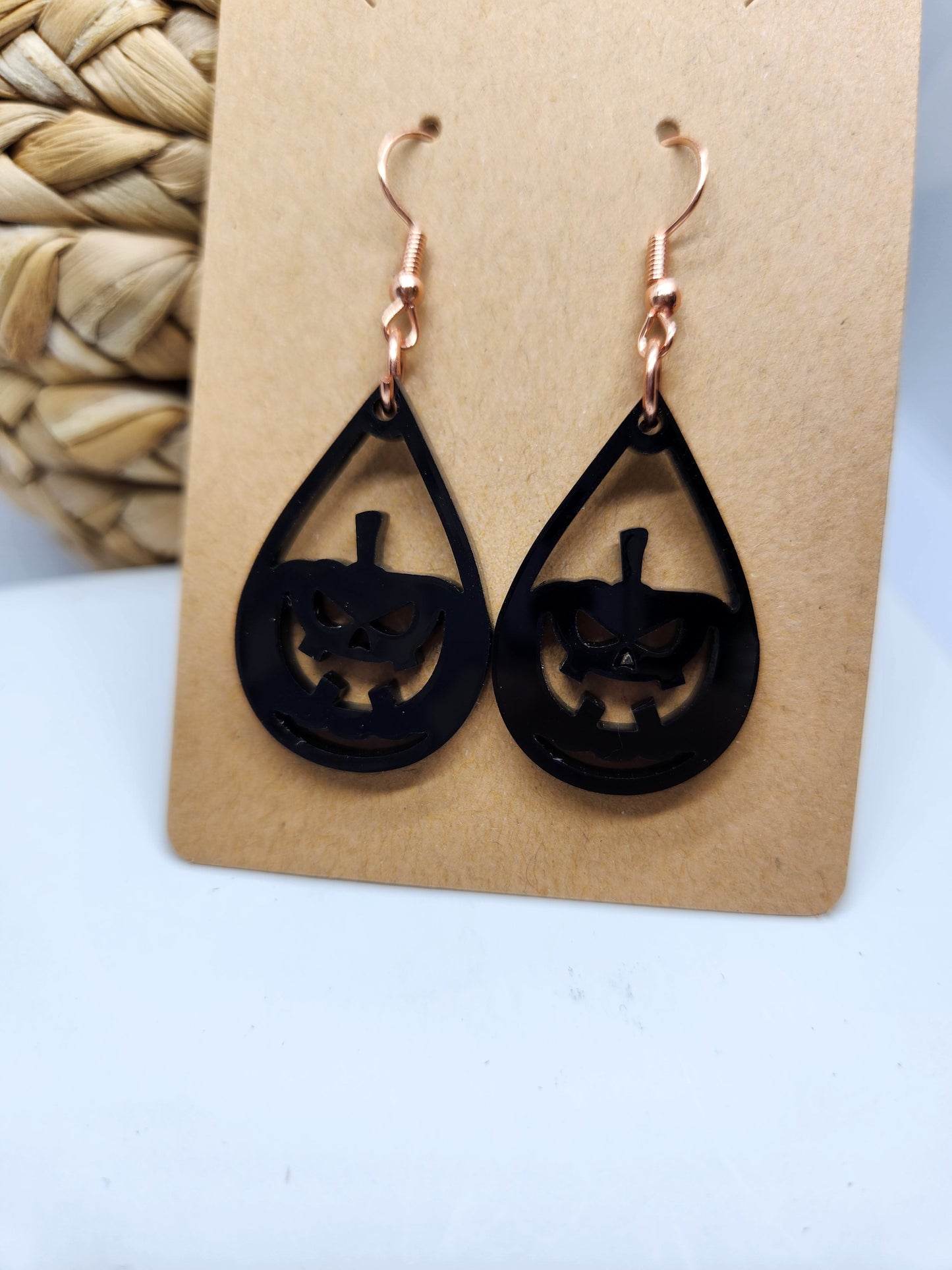 Shaka Brands | Laser Cut | Halloween Earrings *Jack-o-lantern* Design #2