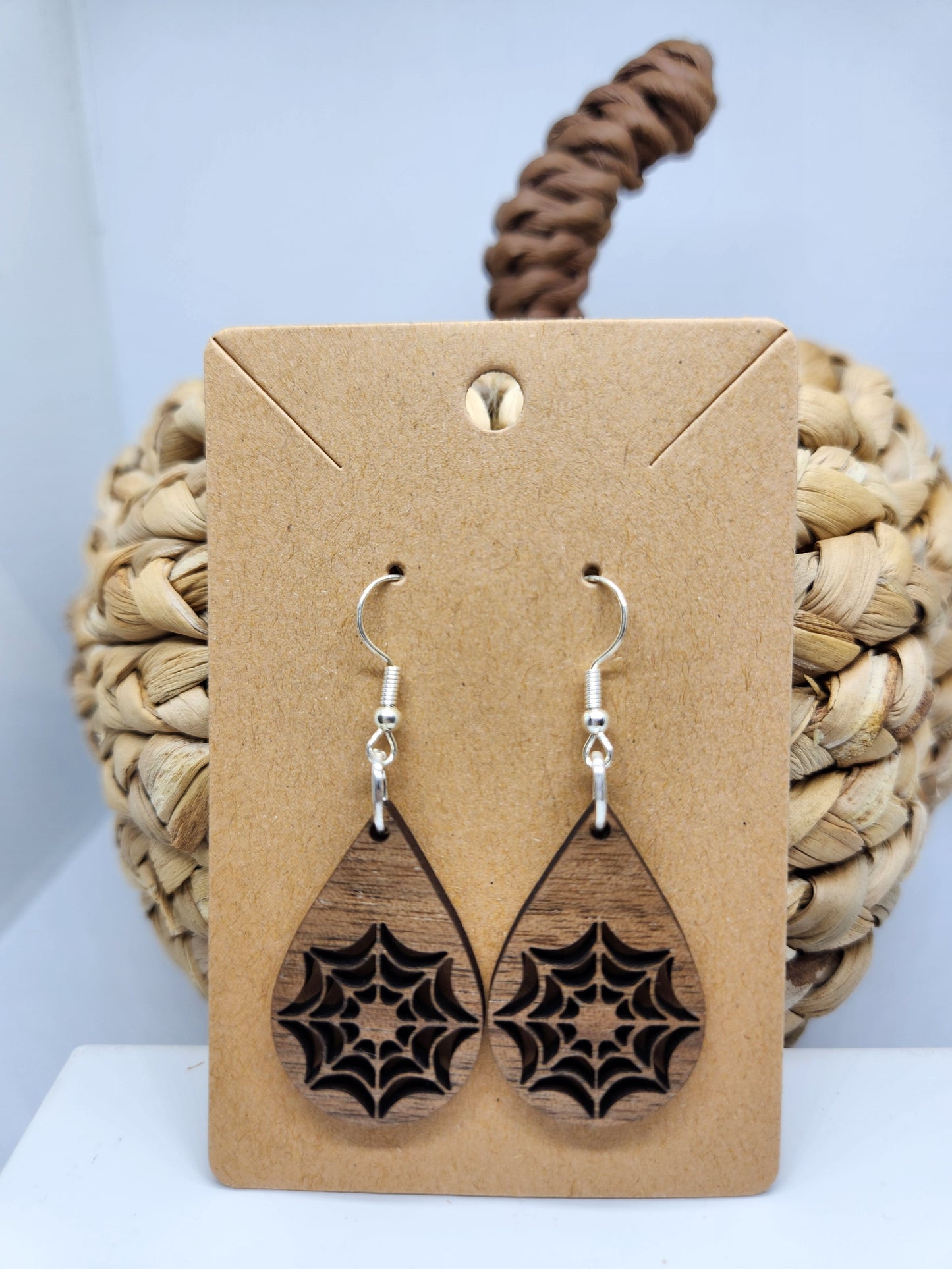 Shaka Brands | Laser Cut | Halloween Earrings *Spider Web* Teardrop Design