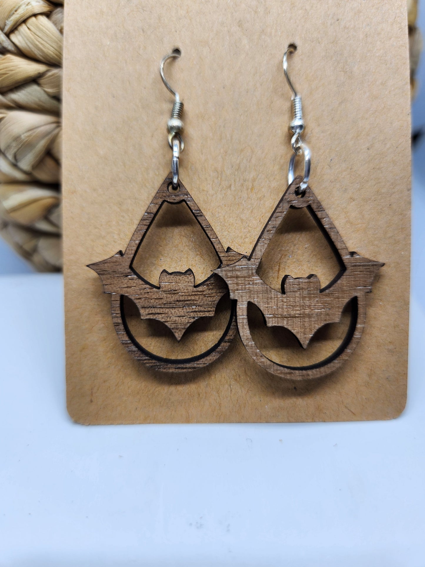 Shaka Brands | Laser Cut | Halloween Earrings *Bats* Teardrop Design
