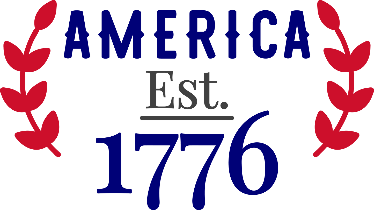 Shaka Brands | Graphic Tee's | America Est. 1776 4th of July Crew neck T-Shirt Style