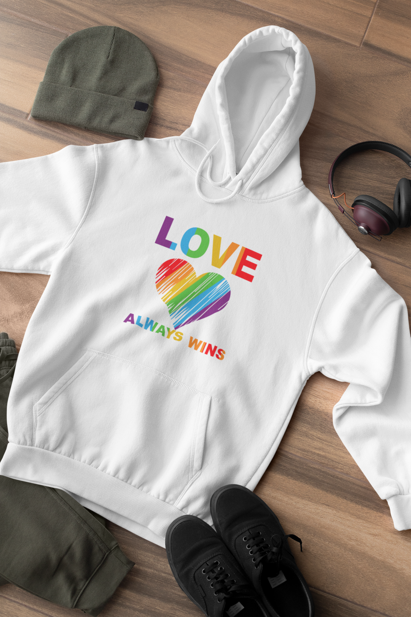 Shaka Brands | LGBTQ Pride Collection | White Love Always Wins LGBTQ hoodie