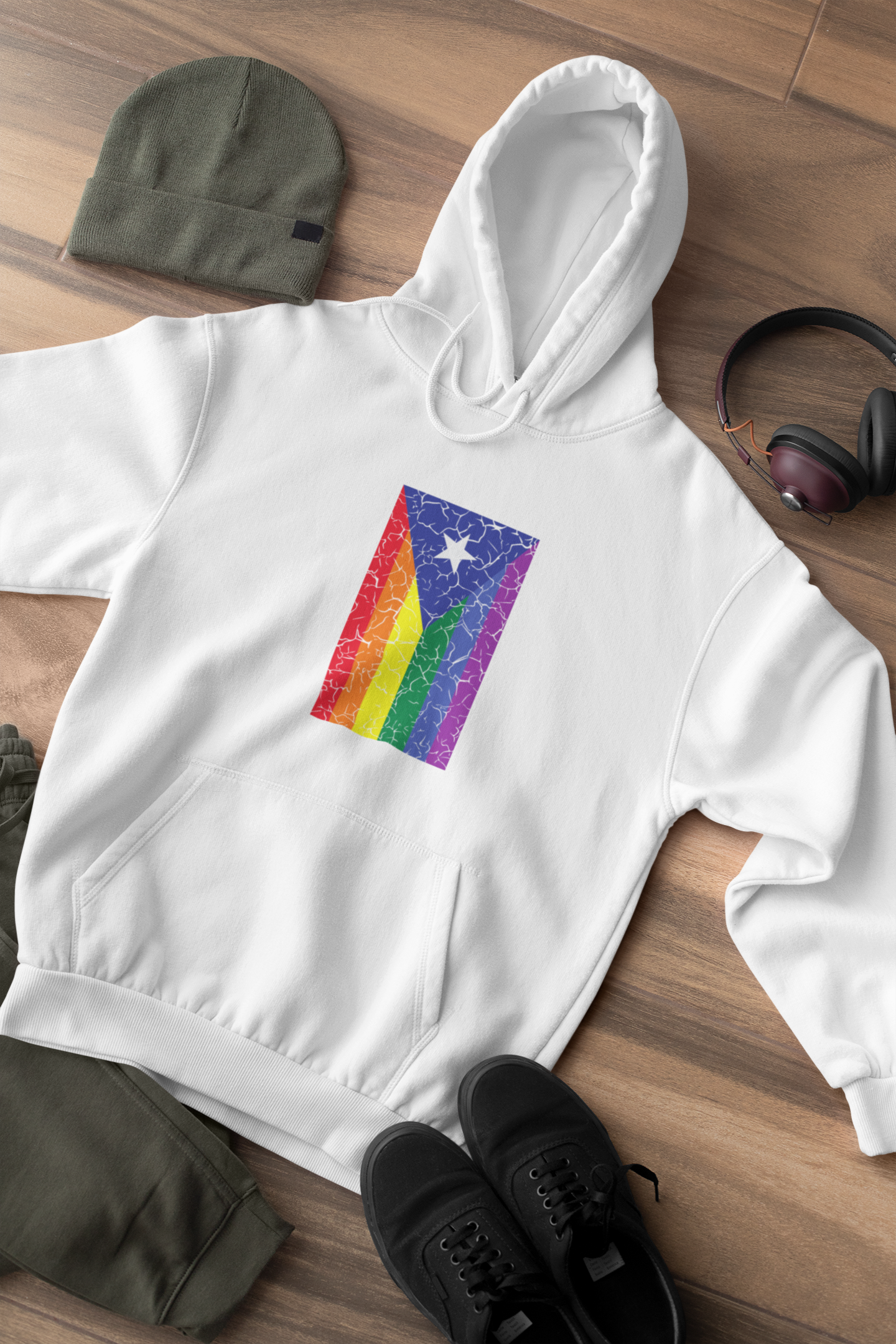Shaka Brands | Hoodies | White LGBTQ Flag hoodie