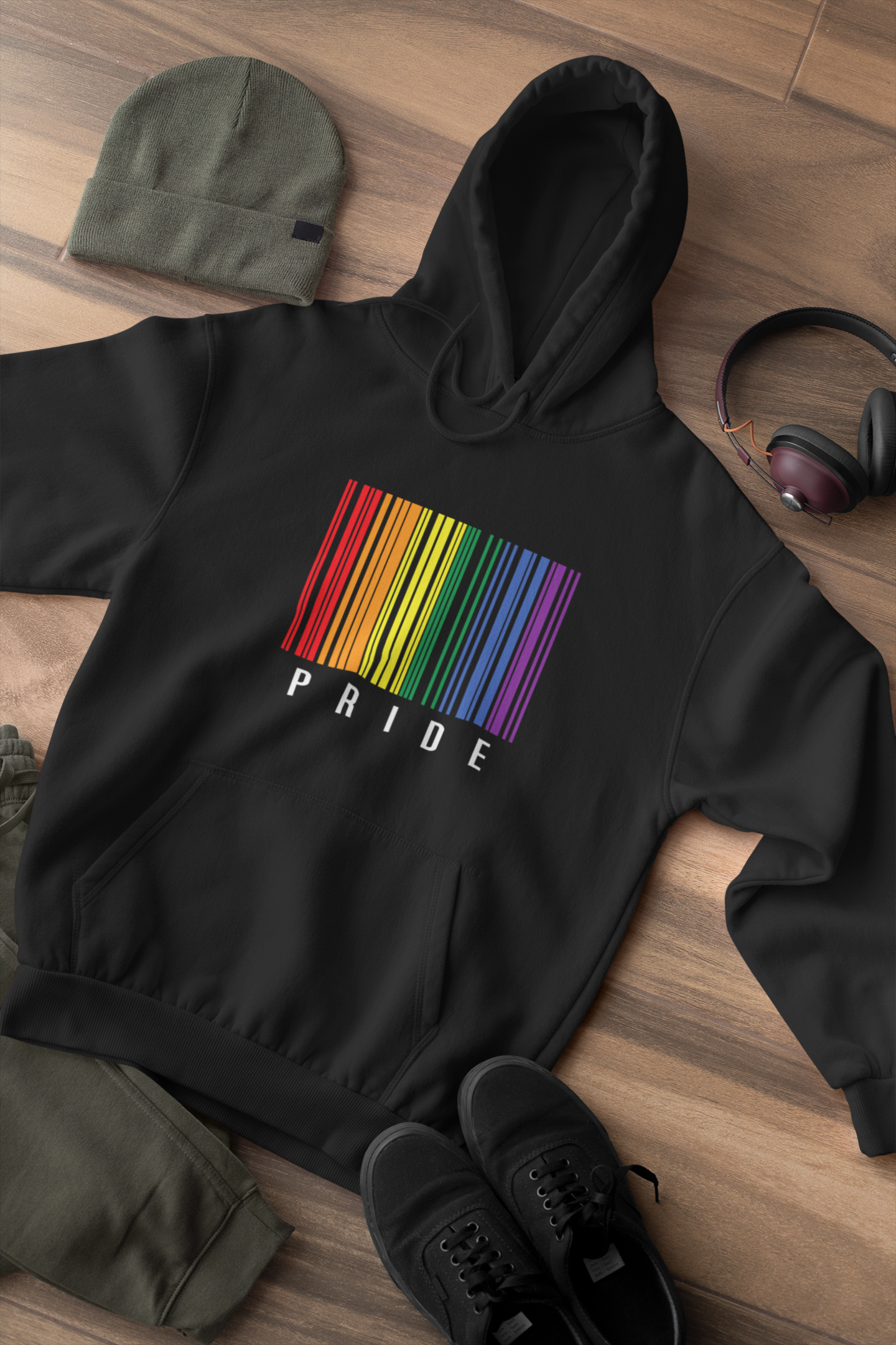 Shaka Brands | LGBTQ Pride Collection | Black Bar Code Pride Hoodie