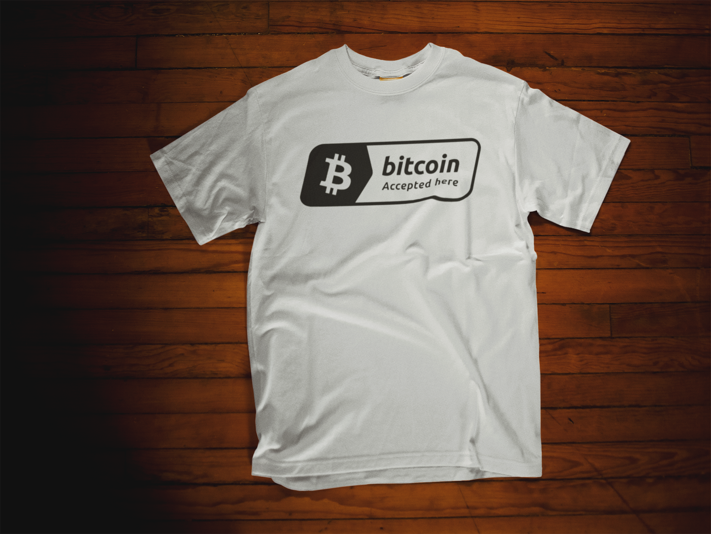 Shaka Brands | Graphic Tee's | Bitcoin Accepted Here Black Crew Neck T-Shirt
