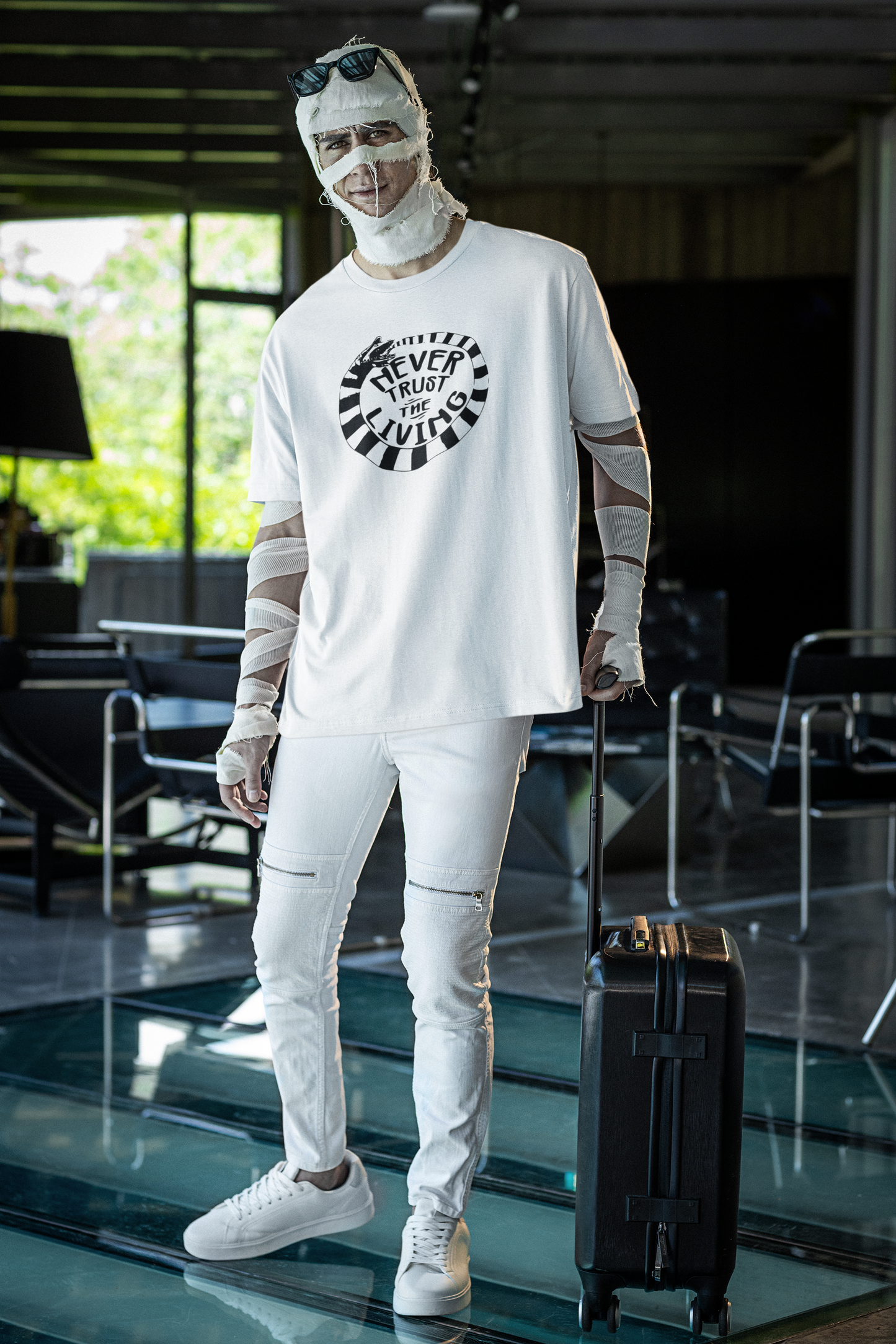 Shaka Brands | Graphic Tee's | Beetlejuice "Never Trust The Living" Crew neck T-Shirt