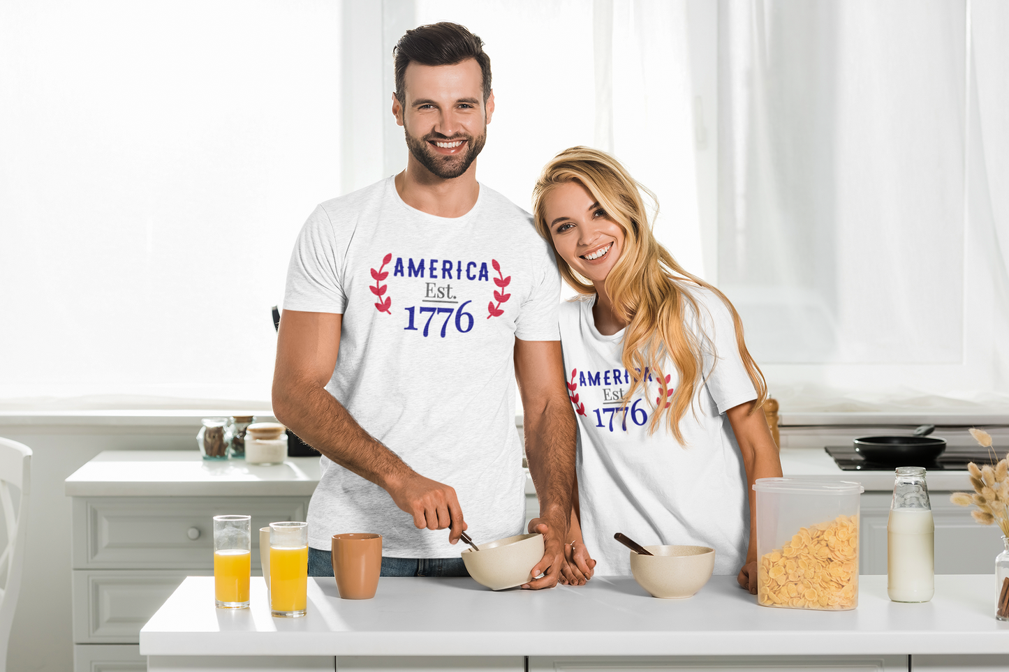 Shaka Brands | Graphic Tee's | America Est. 1776 4th of July Crew neck T-Shirt Style