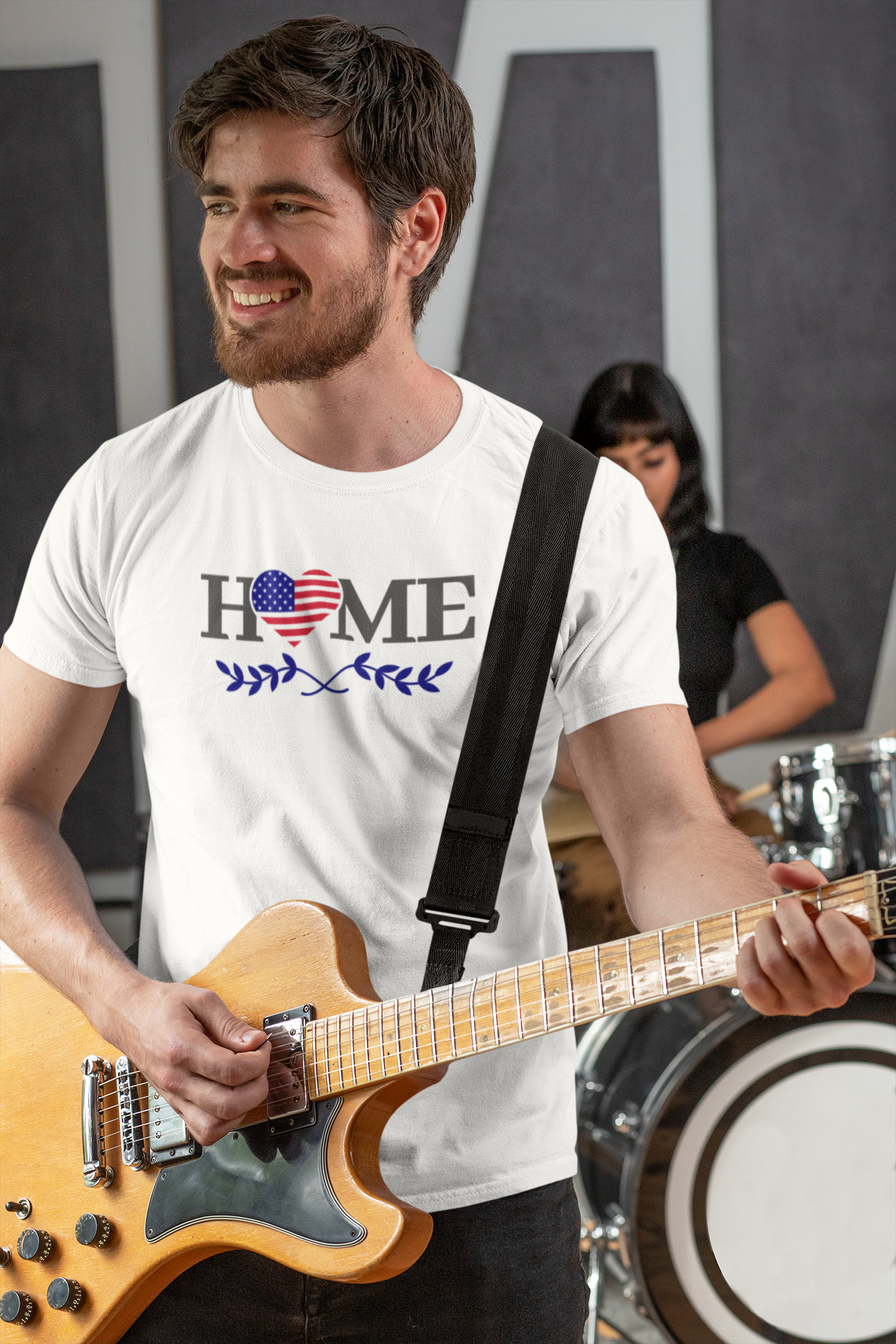 Shaka Brands | USA Pride | USA Flag Heart HOME T-Shirt - 100% Cotton Gildan G5000 Crew Neck
