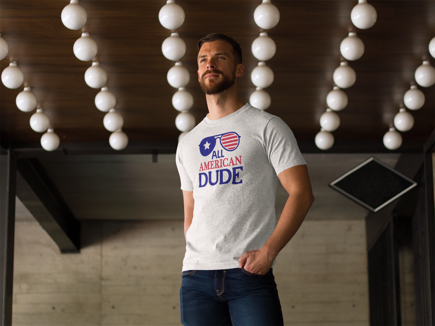 Shaka Brands | Graphic Tee's | All American Dude 4th of July Crew neck T-Shirt