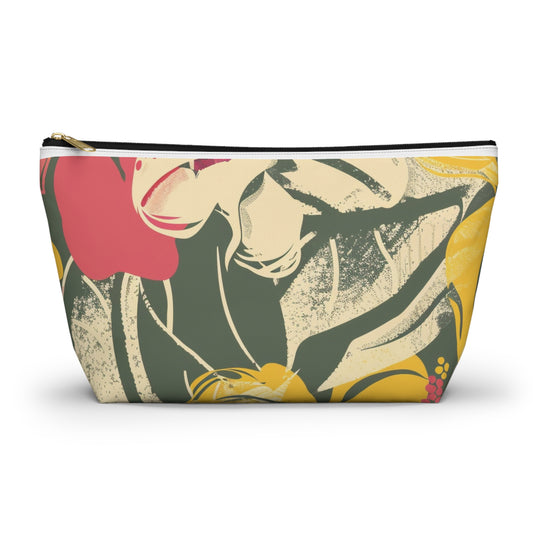 Floral Accessory Pouch, Tropical Makeup Bag, Travel Organizer, Gift for Her, Beach Purse, Cute Cosmetic Case