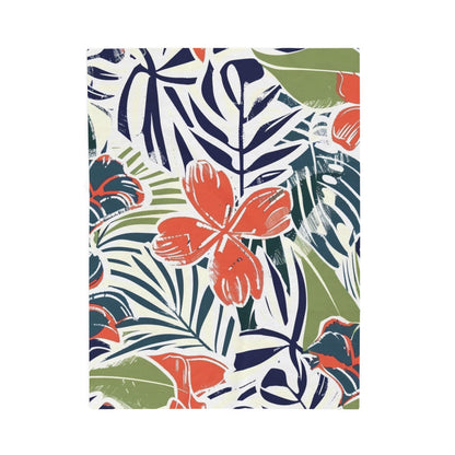 Tropical Floral Velveteen Plush Blanket - Cozy Throw for Home, Beach Days, Gift for Mom, Summer Decor, Relaxation