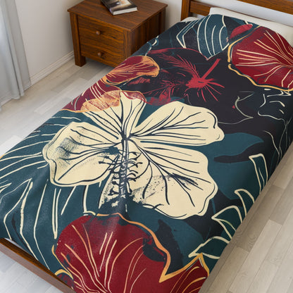 Tropical Floral Plush Blanket - Cozy Home Decor, Great Gift for Birthdays, Weddings, Holidays, Relaxing Evenings, Kids' Rooms