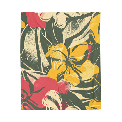 Tropical Floral Plush Blanket - Cozy Home Decor, Great Gift for Birthdays, Weddings, Holidays, Relaxing Evenings, Kids' Rooms