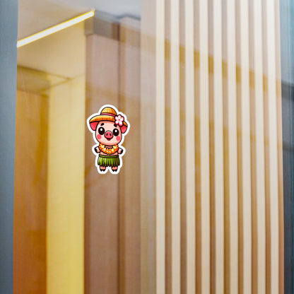 Cute Hula Pig Vinyl Decal Sticker