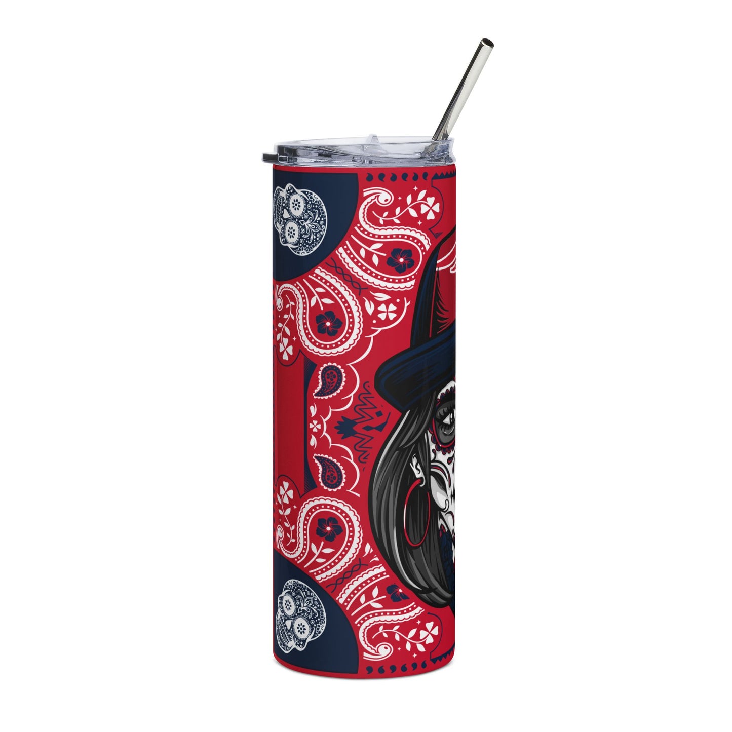 Patriots Sugar Skull 20 oz Tumbler – Sublimated, Double-Walled
