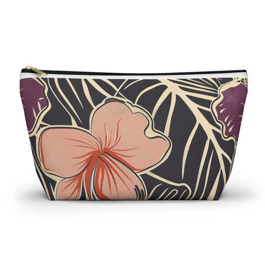 Tropical Floral Accessory Pouch - Makeup Bag, Travel Organizer, Journaling Kit, Gift for Her, Summer Vibes