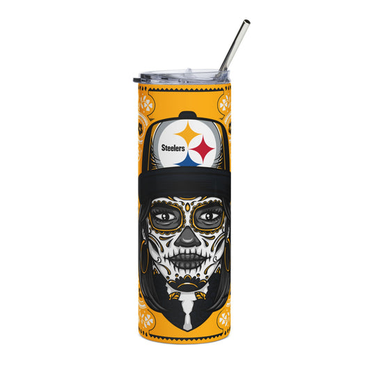 Steelers Sugar Skull 20 oz Tumbler – Sublimated, Double-Walled
