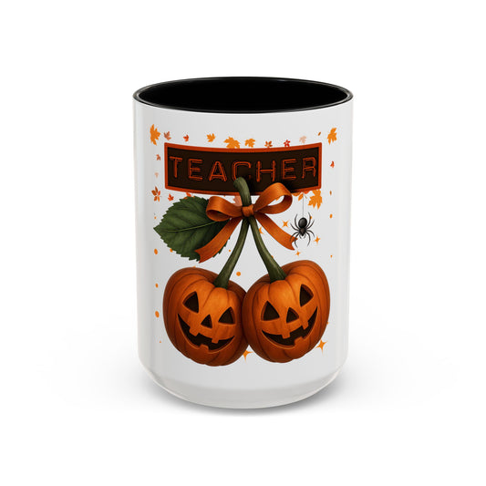 Halloween Teacher Coffee Mug | Pumpkin Autumn Decor | Cute Seasonal Gift for Educators | 11 & 15oz Ceramic Cups