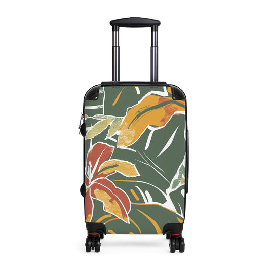 Tropical Floral Suitcase, Vintage Travel Luggage, Vacation Bag, Summer Getaway Gear, Stylish Holiday Travel