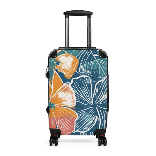 Tropical Floral Suitcase, Vintage Travel Luggage, Vacation Bag, Summer Getaway Gear, Stylish Holiday Travel