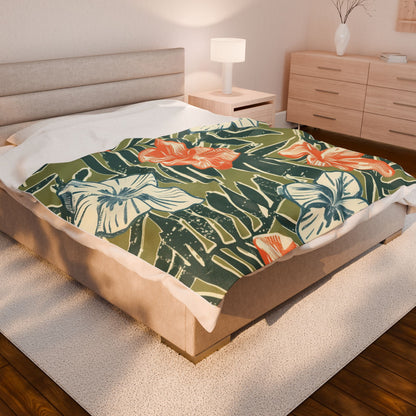 Tropical Floral Plush Blanket - Cozy Home Decor, Great Gift for Birthdays, Weddings, Holidays, Relaxing Evenings, Kids' Rooms