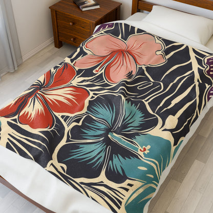 Tropical Floral Plush Blanket - Cozy Home Decor, Great Gift for Birthdays, Weddings, Holidays, Relaxing Evenings, Kids' Rooms