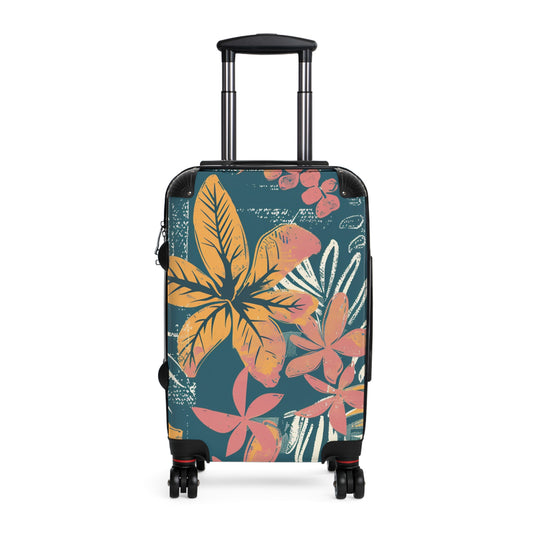 Tropical Floral Suitcase, Vintage Travel Luggage, Vacation Bag, Summer Getaway Gear, Stylish Holiday Travel