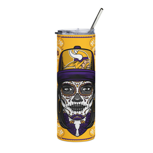 Vikings Sugar Skull 20 oz Tumbler – Sublimated, Double-Walled