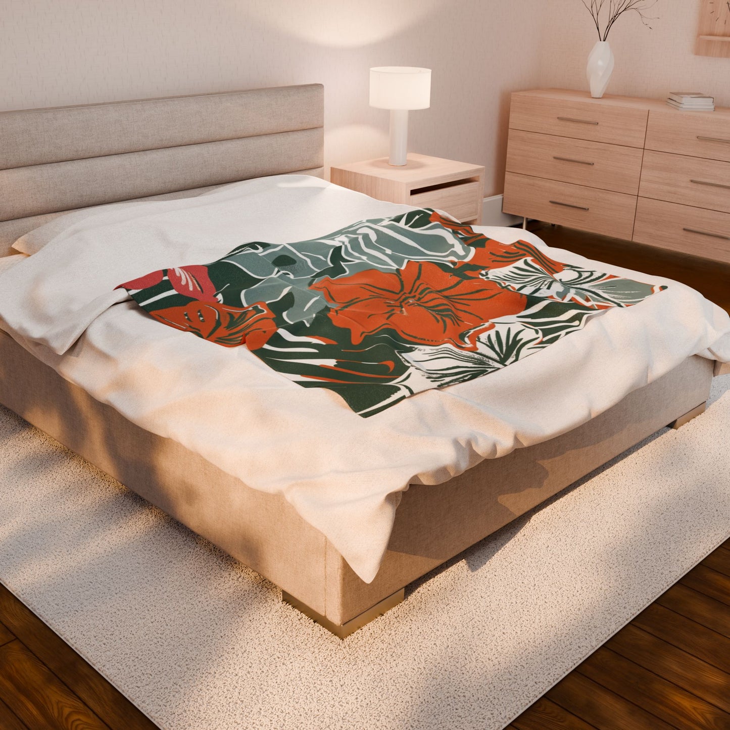 Tropical Floral Plush Blanket - Cozy Home Decor, Great Gift for Birthdays, Weddings, Holidays, Relaxing Evenings, Kids' Rooms