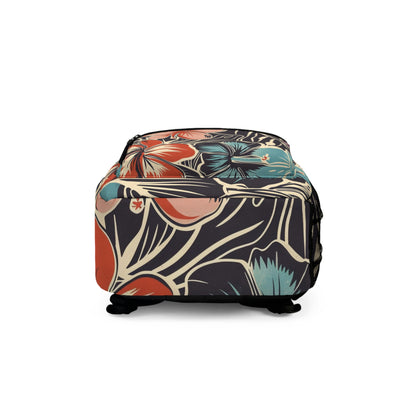 Vintage Hawaiian Print Backpack, Stylish Daypack, School Bag, Travel Accessory, Beach Bag, Perfect Gift for Nature Lovers
