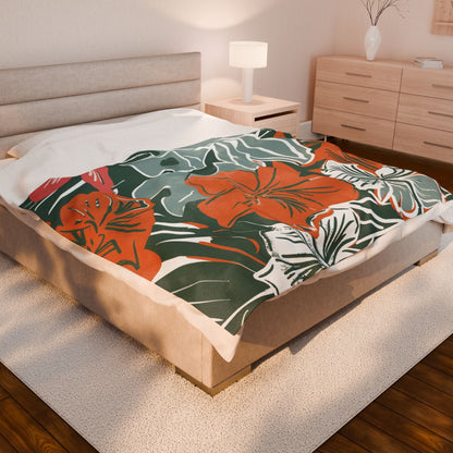 Tropical Floral Plush Blanket - Cozy Home Decor, Great Gift for Birthdays, Weddings, Holidays, Relaxing Evenings, Kids' Rooms