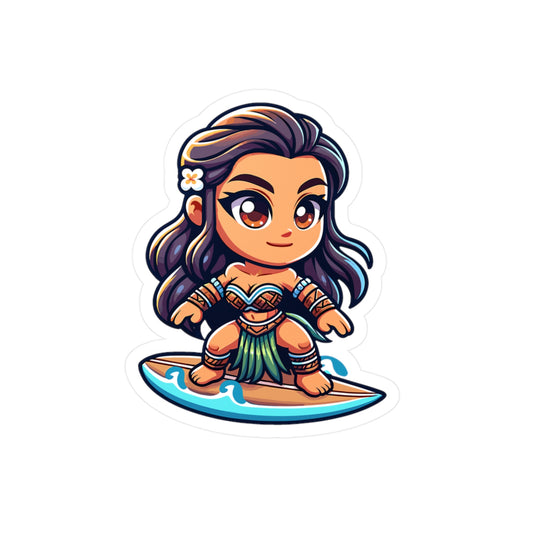 Charming Surfing Girl Vinyl Decal - Perfect for Beach Lovers