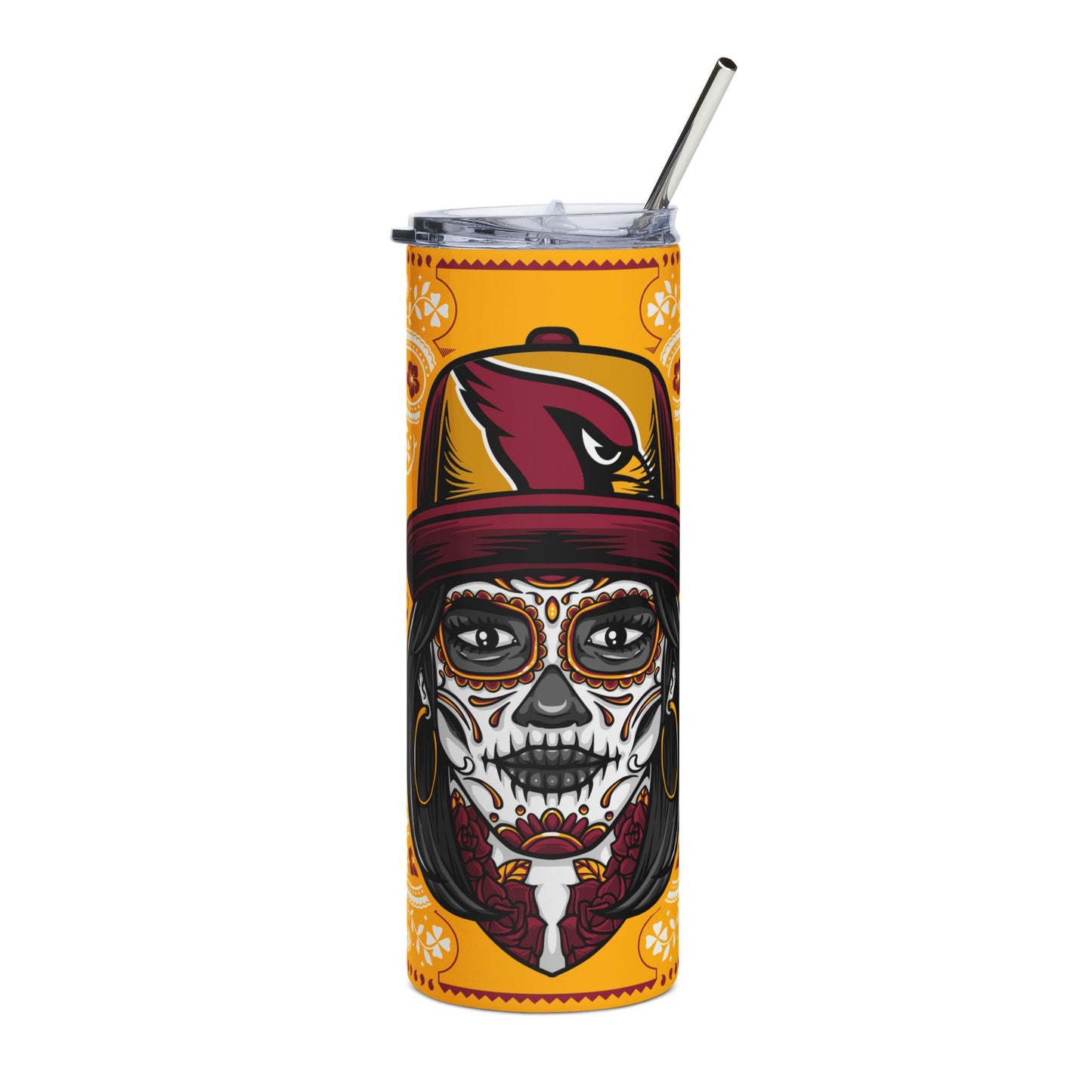Cardinals Sugar Skull 20 oz Tumbler – Sublimated, Double-Walled