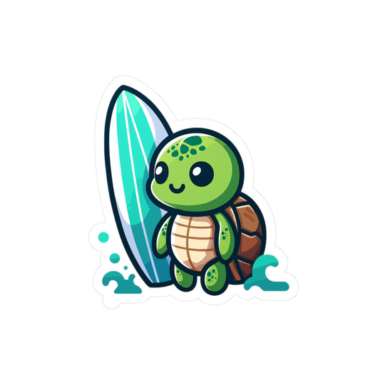 Cute Surfing Turtle Vinyl Decals for Kids' Decor