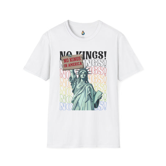 Unisex Softstyle Graphic Tee - No Kings! Freedom Shirt for Activists, Protest Wear, Casual Style, Gift for Change Makers