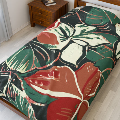Tropical Floral Plush Blanket - Cozy Home Decor, Great Gift for Birthdays, Weddings, Holidays, Relaxing Evenings, Kids' Rooms