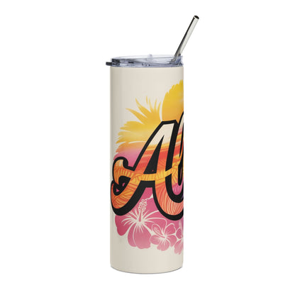 Vibrant Aloha Stainless Steel Tumbler, Beach Vibes Coffee Cup, Travel Mug, Summer Drinkware, Gift for Ocean Lovers