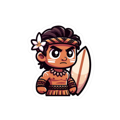 Surfing Warrior Kiss-Cut Vinyl Decals | Fun Character Stickers for Home & Gifting